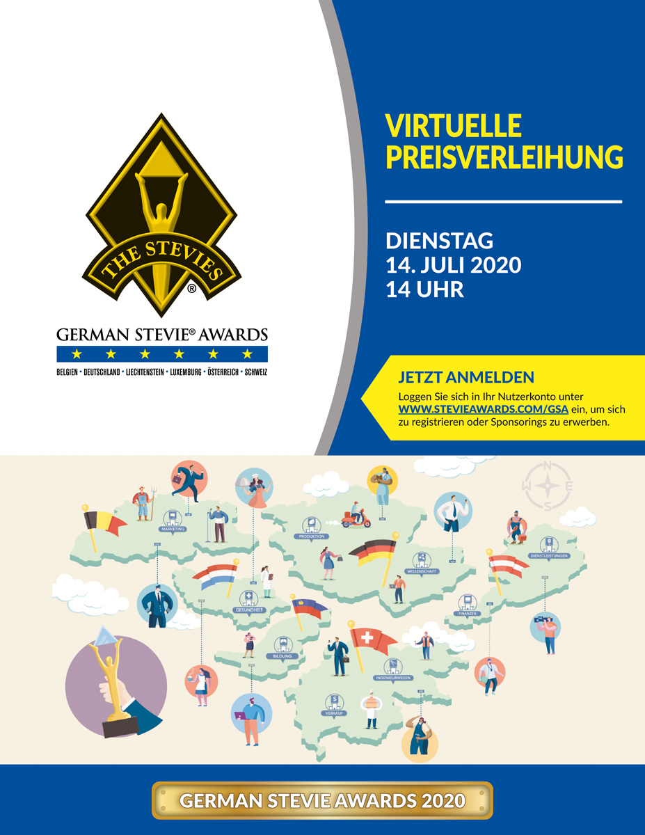 Cover Informationen zur virtuellen Preisverleihung der German Stevie Awards 2020